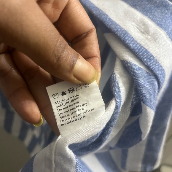 Blue and White Striped Button-Up Shirt - Picture 6 of 6